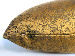 Jean Paul Gaultier Gold Satin Jacquard Pillows - A Pair