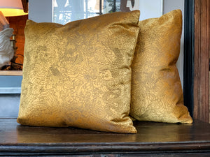 Jean Paul Gaultier Gold Satin Jacquard Pillows - A Pair