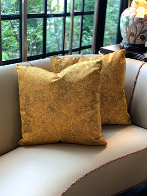 Jean Paul Gaultier Gold Satin Jacquard Pillows - A Pair