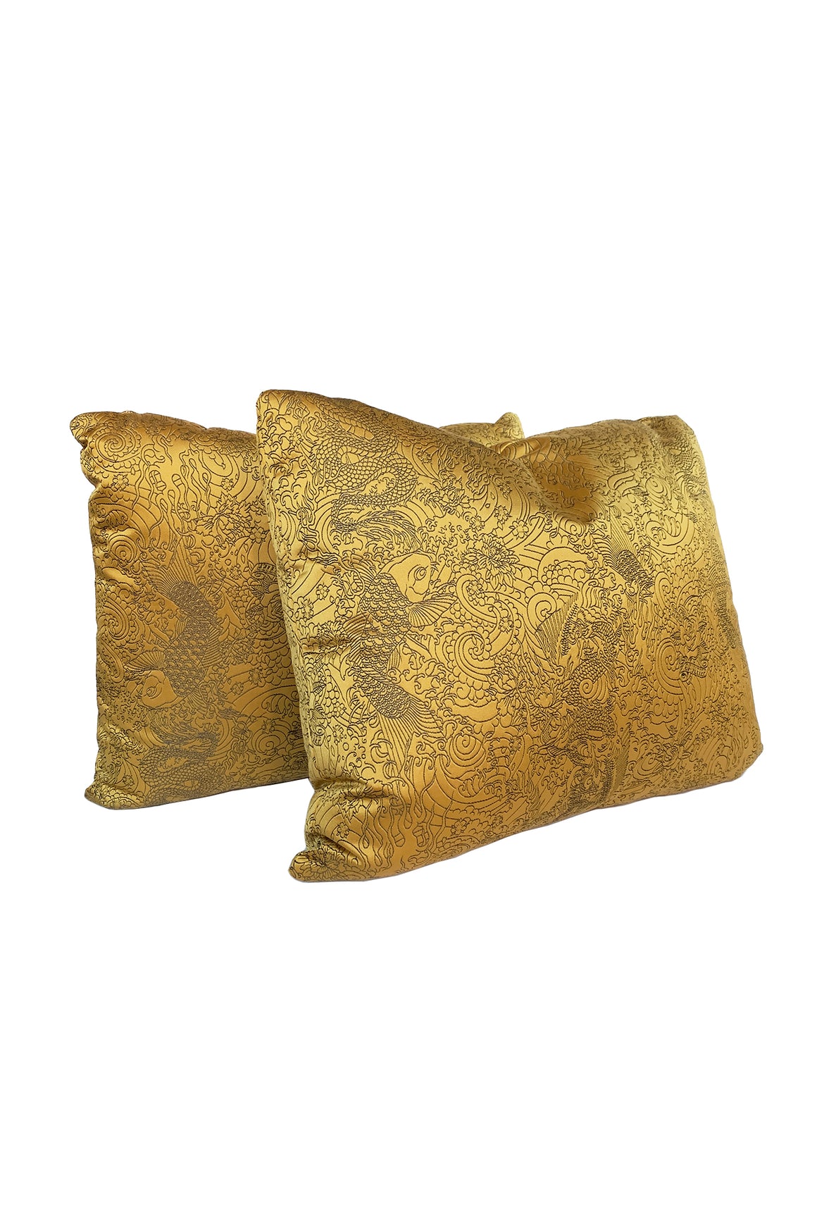 Jean Paul Gaultier Rectangular Gold Satin Jacquard Pillows - A Pair