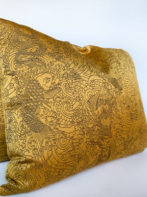 Jean Paul Gaultier Rectangular Gold Satin Jacquard Pillows - A Pair