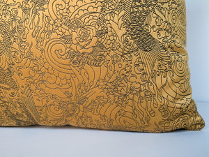 Jean Paul Gaultier Rectangular Gold Satin Jacquard Pillows - A Pair