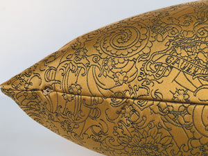 Jean Paul Gaultier Rectangular Gold Satin Jacquard Pillows - A Pair