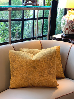 Jean Paul Gaultier Rectangular Gold Satin Jacquard Pillows - A Pair