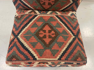 Set of 3 Turkish Kilim Upholstered Counter Stools