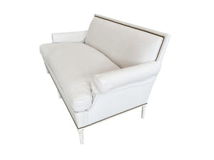 Louis XVI Style Ecru White Linen Settee