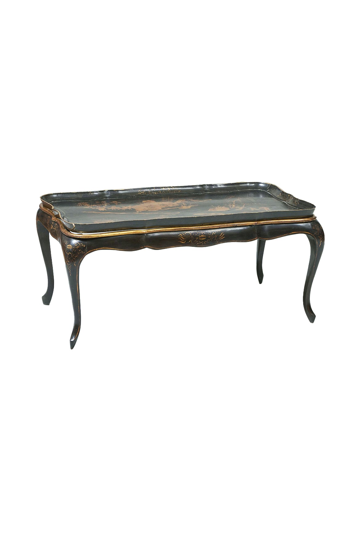 Chinoiserie Black Lacquer and Parcel Gilt Tray Table