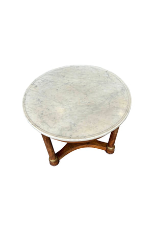 Antique White Marble and Mahogany Empire Round Table