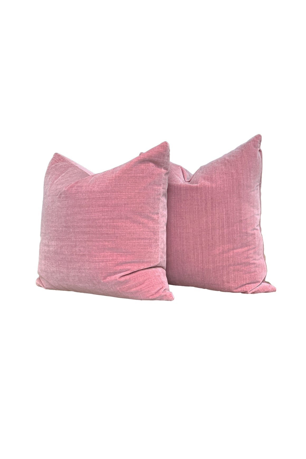 Custom Mauve Pink Velvet Mohair Pillows - A Pair