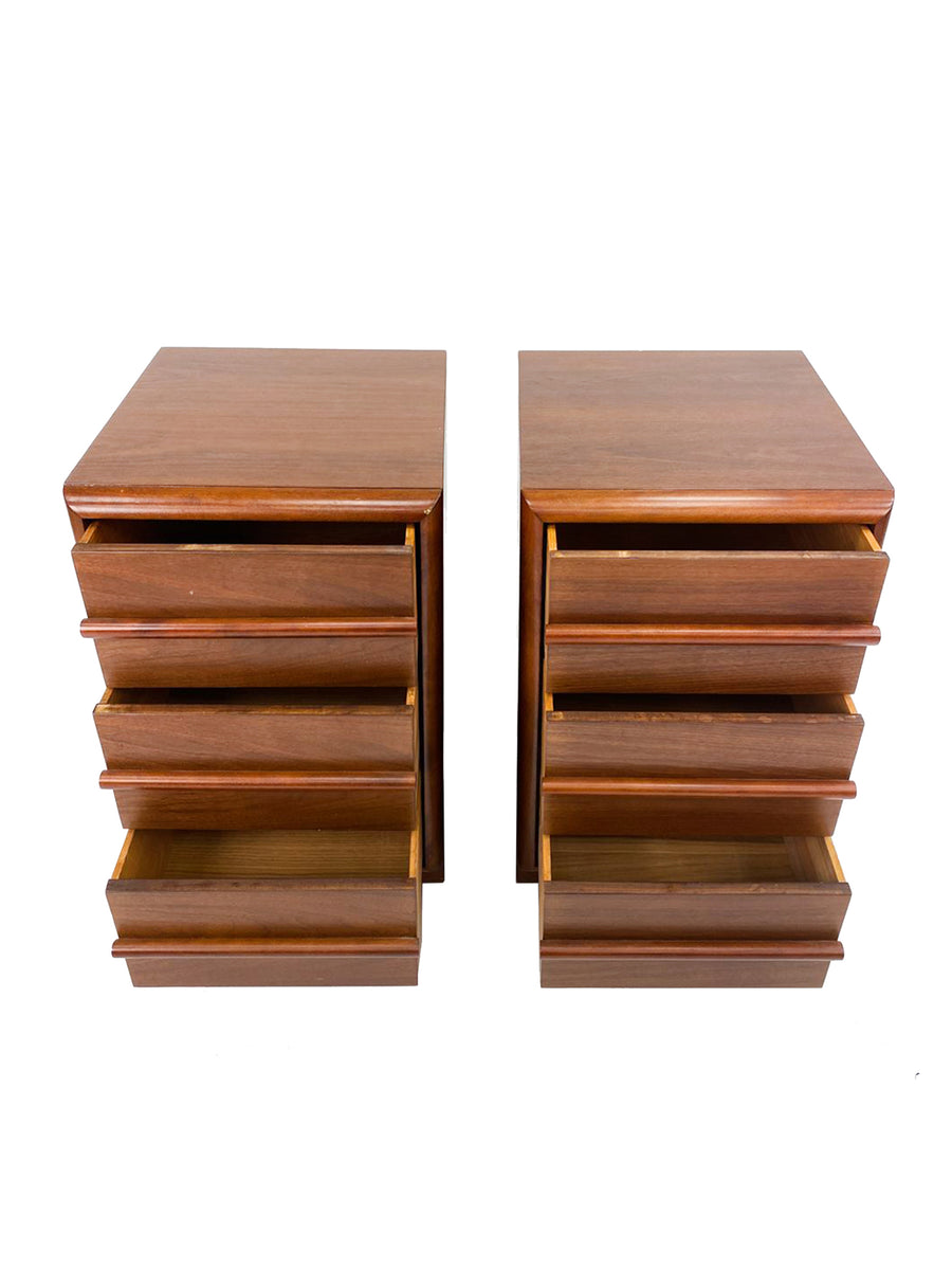 Walnut Nightstand Chests by T. H. Robsjohn-Gibbings for Widdicomb - A Pair