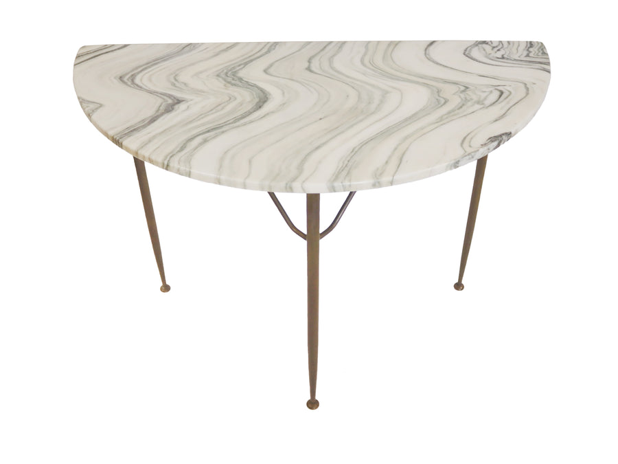 Pair of Midcentury Onyx Demilune Tables Attributed to Gio Ponti