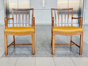 Midcentury Danish Oak & Leather Armchairs by Steen Eiler Rasmussen - a Pair