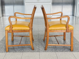 Midcentury Danish Oak & Leather Armchairs by Steen Eiler Rasmussen - a Pair