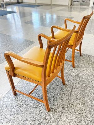 Midcentury Danish Oak & Leather Armchairs by Steen Eiler Rasmussen - a Pair