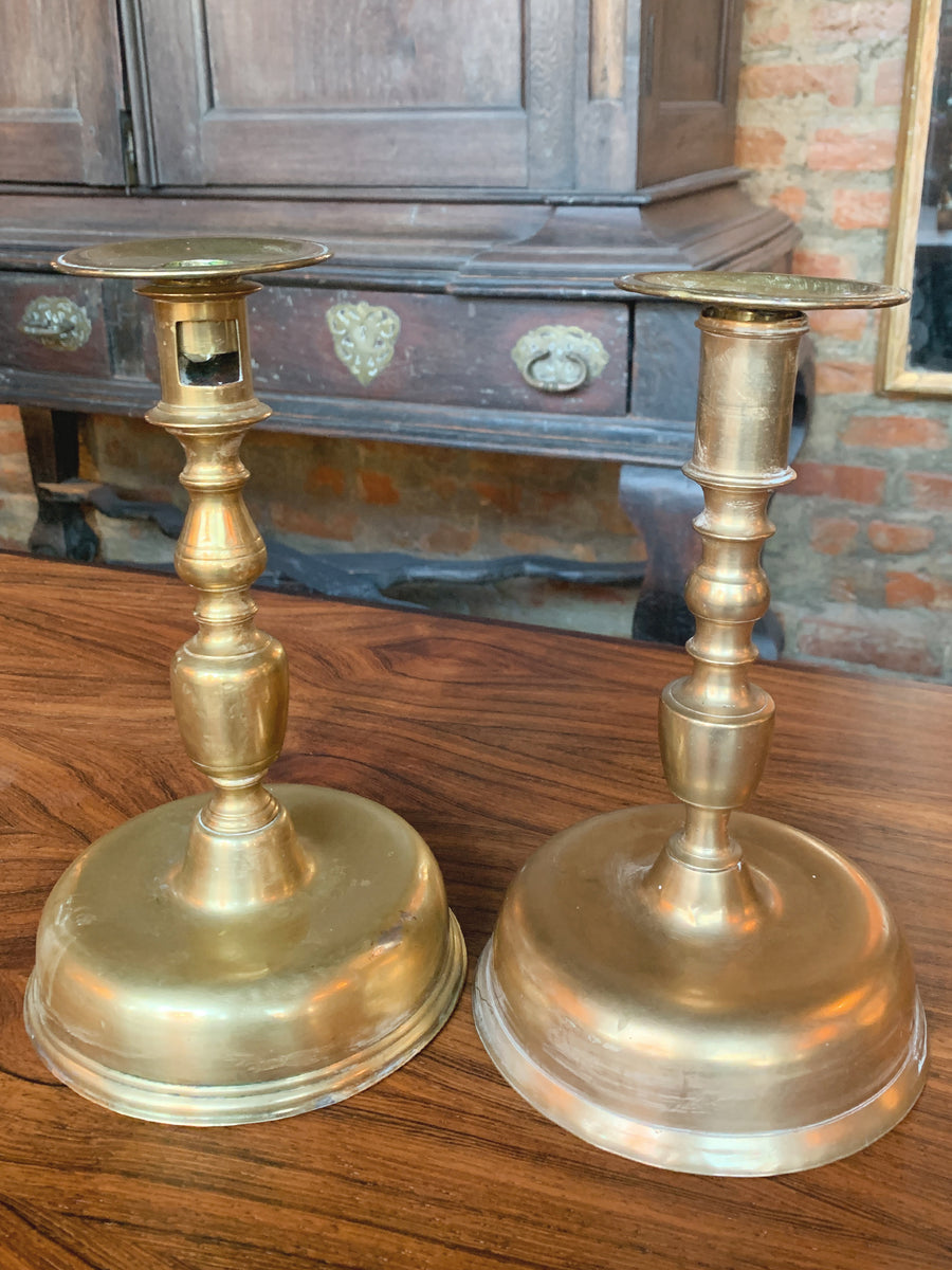 18th Century Dutch Brass Candlesticks - A Set of 2