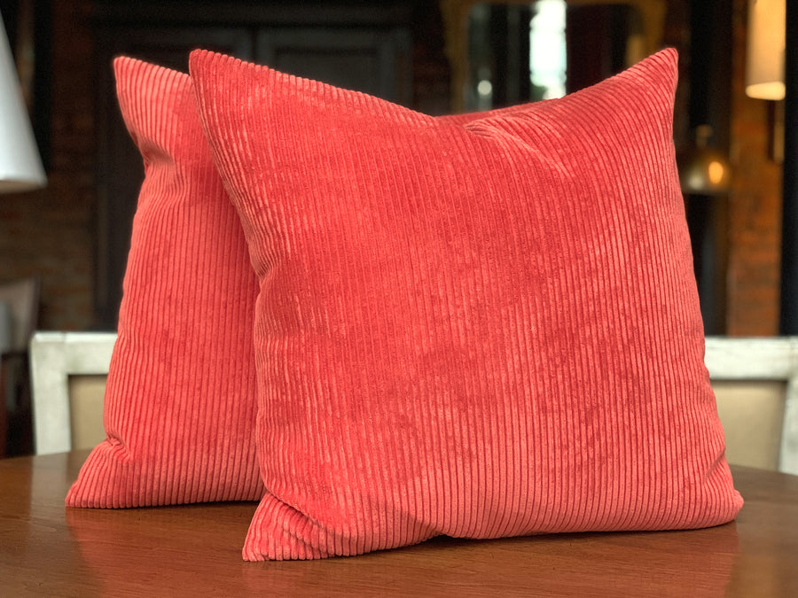 Custom Orange Corduroy Pillows - A Pair