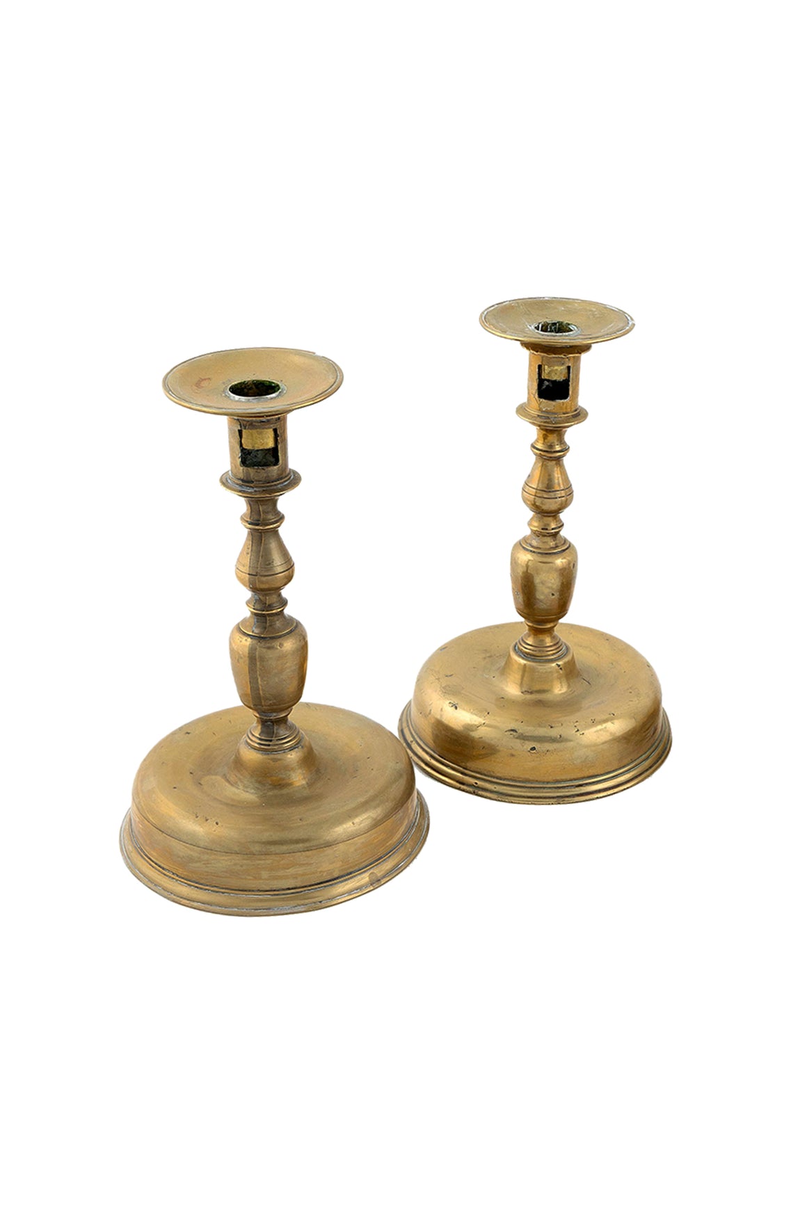 18th Century Dutch Brass Candlesticks - A Pair