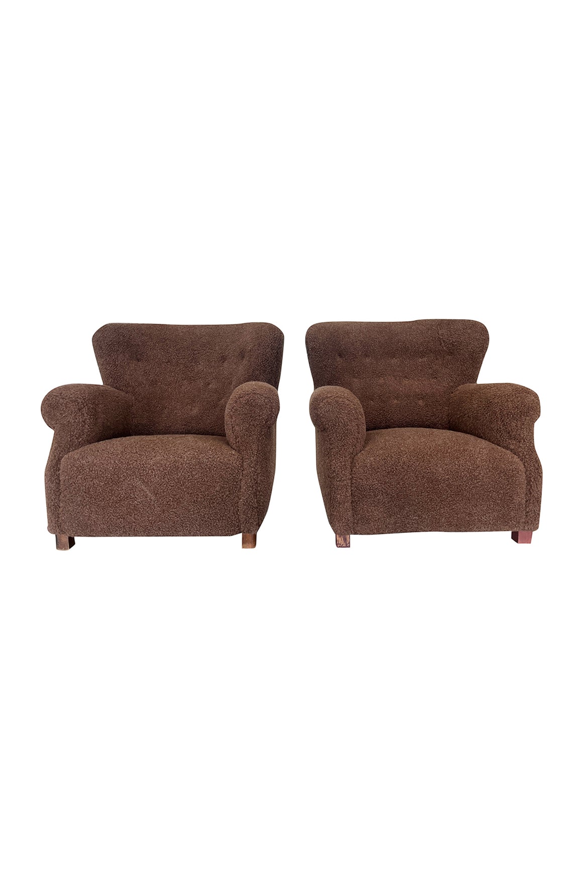 Danish Modern Brown Wool Lounge Chairs by Fritz Hansen