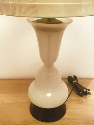 1940s Trumpet Lily Shaped Opalescent Glass Table Lamps - a Pair