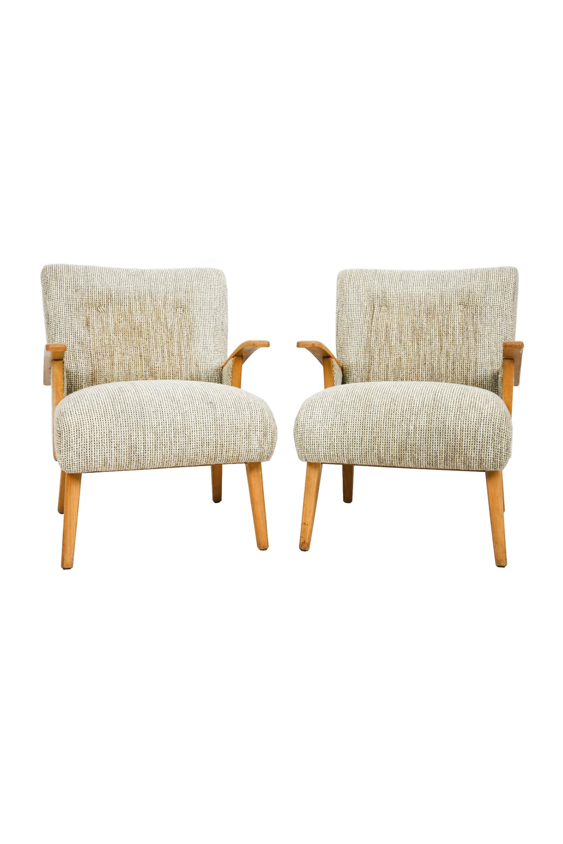 Scandinavian Modern Beech Lounge Chairs - A Pair