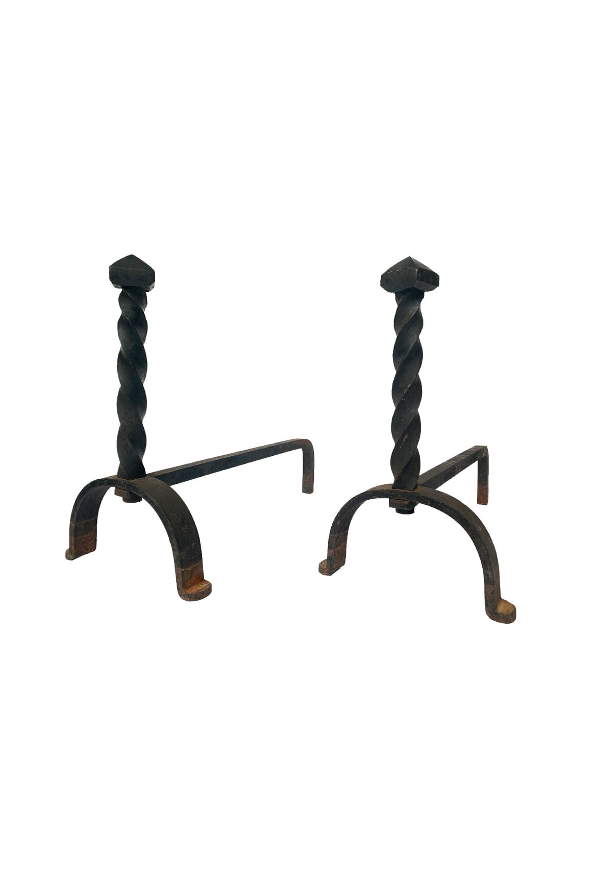 Vintage Wrought Iron Firedogs - A Pair
