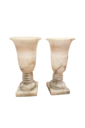 Early 20th Century Neoclassical Style Alabaster Urn Lamps - a Pair