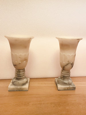 Early 20th Century Neoclassical Style Alabaster Urn Lamps - a Pair