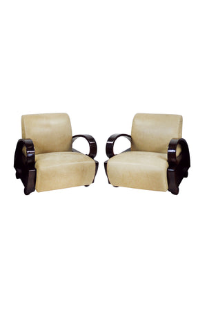 Art Deco Ebony Bentwood Club Chairs - A Pair