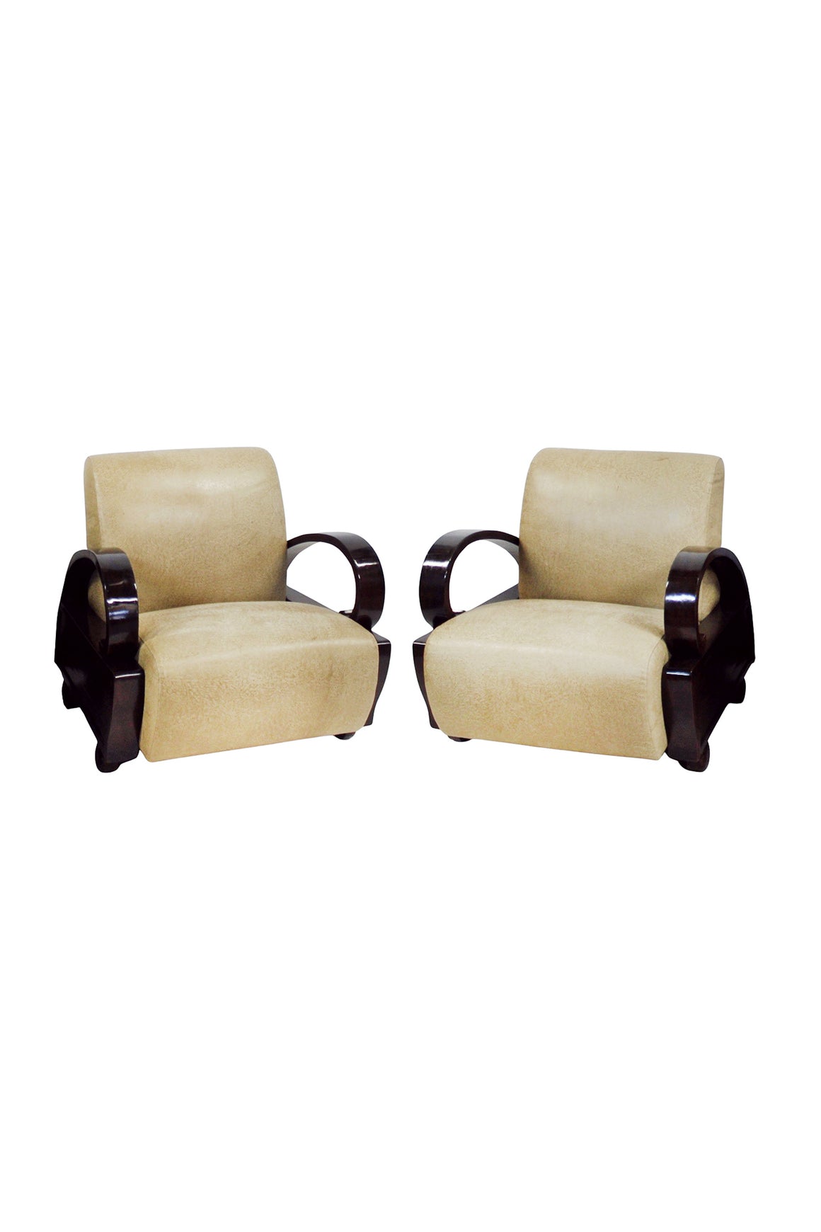 Art Deco Ebony Bentwood Club Chairs - A Pair