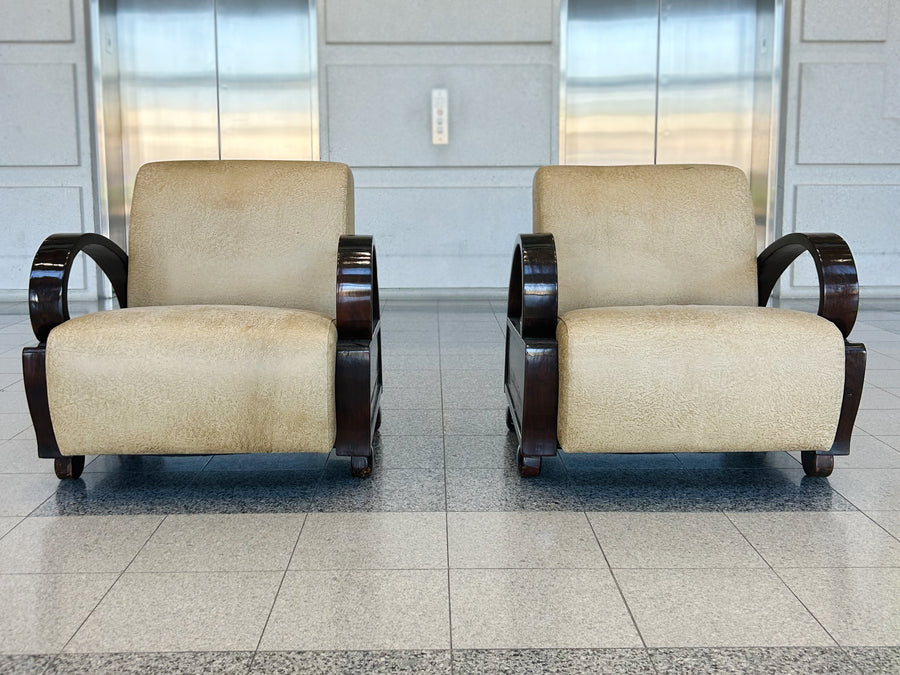 Art Deco Ebony Bentwood Club Chairs - A Pair