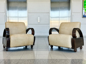 Art Deco Ebony Bentwood Club Chairs - A Pair