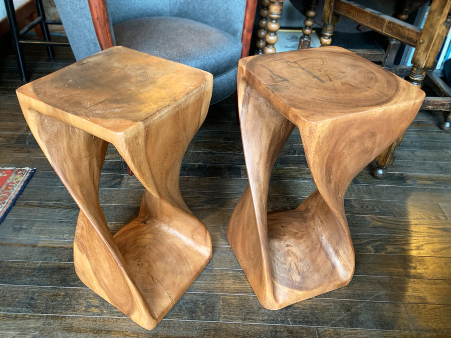 Pair of Carved Wooden Pedestals