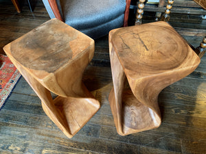 Pair of Carved Wooden Pedestals