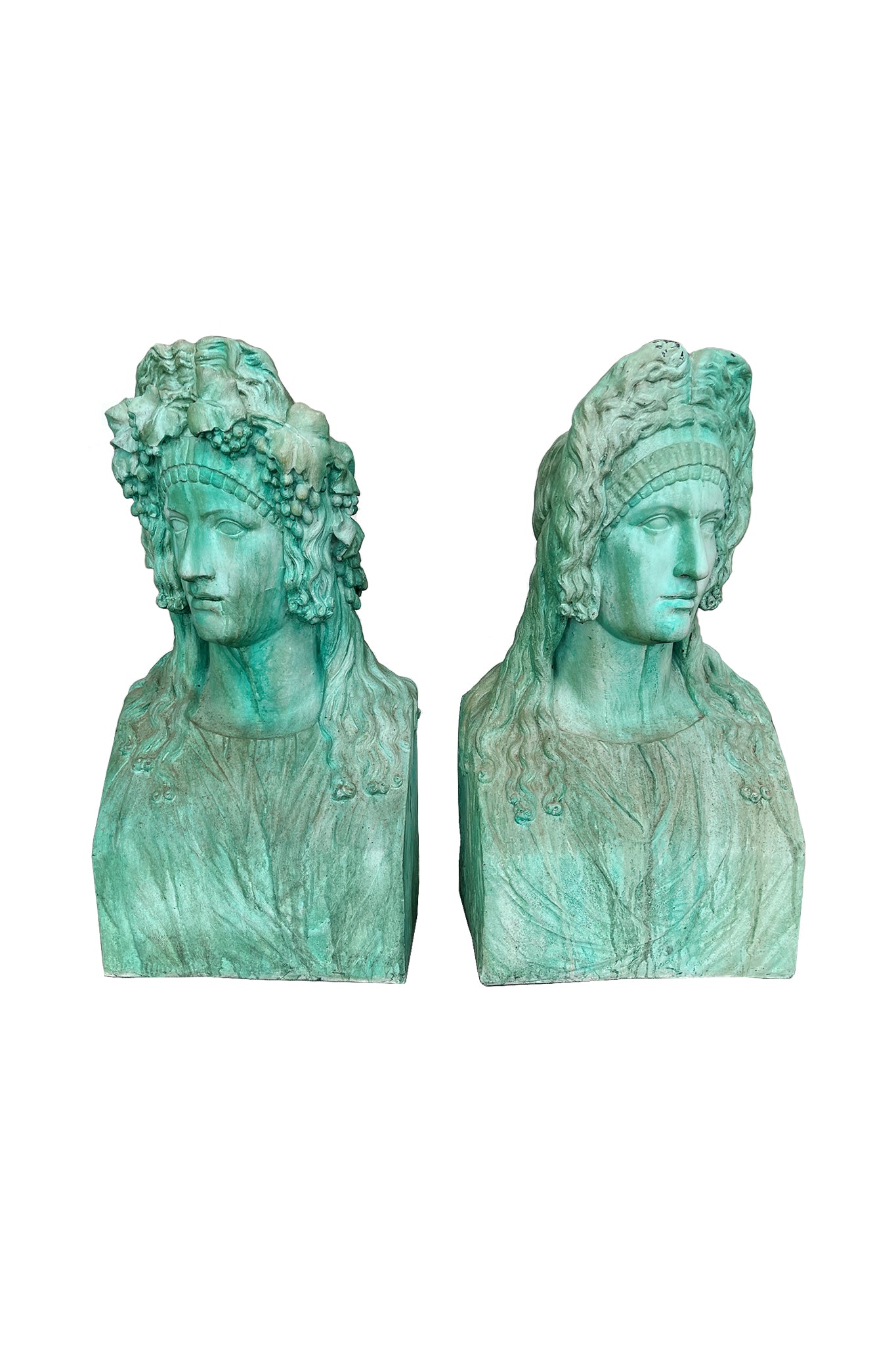 Verdigris Sculptural Replica Casts of Roman Flavian Figures - A Pair