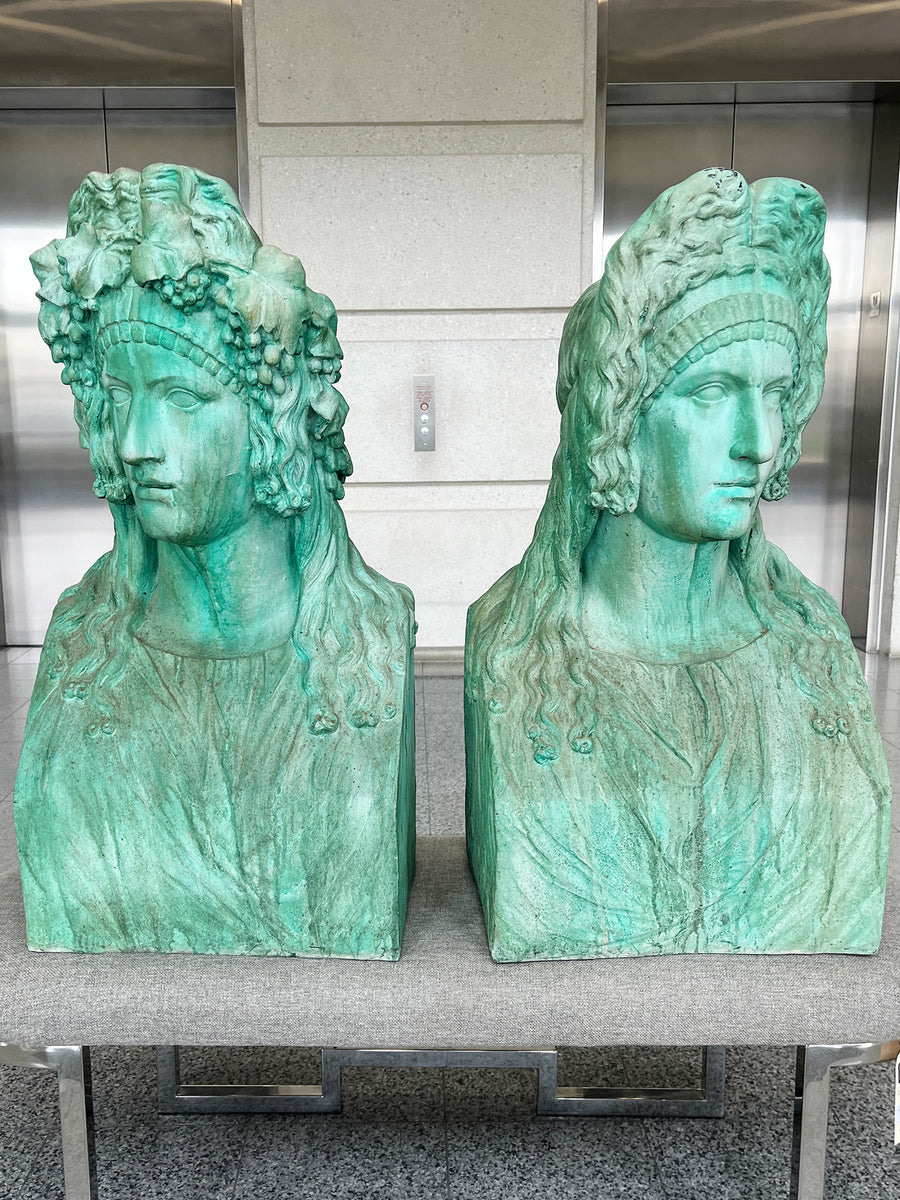 Verdigris Sculptural Replica Casts of Roman Flavian Figures - A Pair