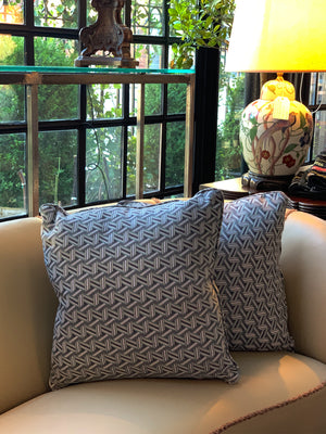 Custom Square Pillows in Lelièvre Jacquard Fabric - A Pair