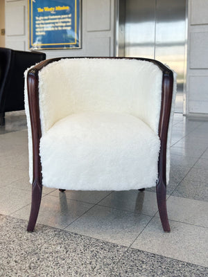 1940s Danish Deco Walnut Club Chairs in Shearling - A Pair