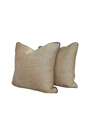 Custom Square Pillows in Donghia Gold Chevron Wool - A Pair