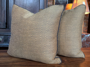 Custom Square Pillows in Donghia Gold Chevron Wool - A Pair
