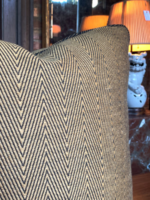 Custom Square Pillows in Donghia Gold Chevron Wool - A Pair