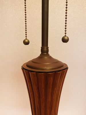 1960s Fluted Teak Table Lamps - a Pair