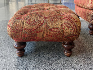 Tufted Arm Chairs & Ottoman in the Style of George Smith - A Set of 3