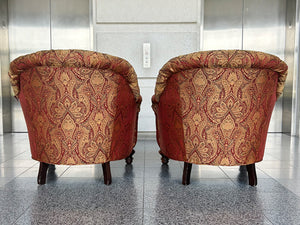 Tufted Arm Chairs & Ottoman in the Style of George Smith - A Set of 3