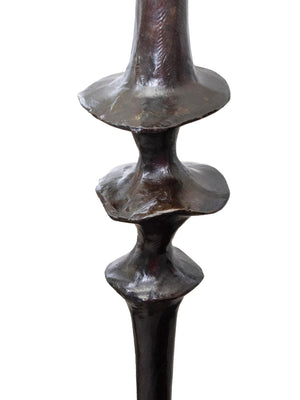 Pair of Giacometti Style Bronze Floor Lamps