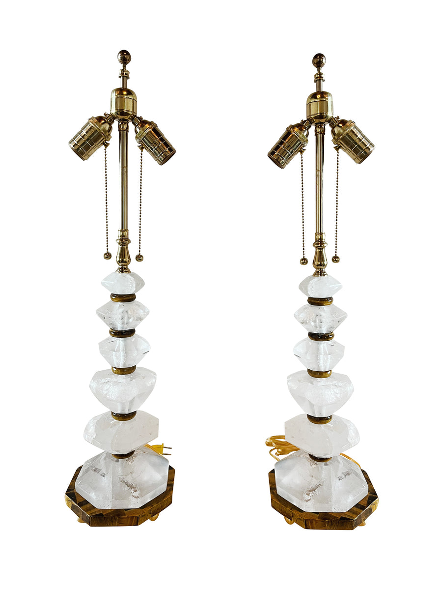 Vintage Rock Crystal Table Lamps - a Pair