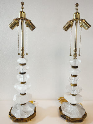 Vintage Rock Crystal Table Lamps - a Pair