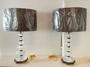 Vintage Rock Crystal Table Lamps - a Pair