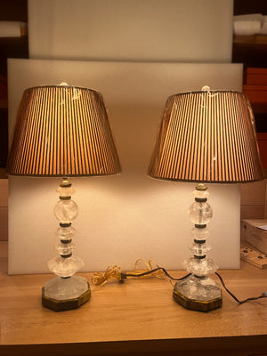 Rock Crystal & Tiger's Eye Table Lamps - a Pair