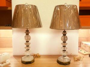 Rock Crystal & Tiger's Eye Table Lamps - a Pair