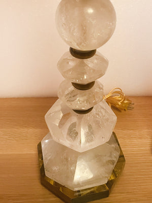 Rock Crystal & Tiger's Eye Table Lamps - a Pair